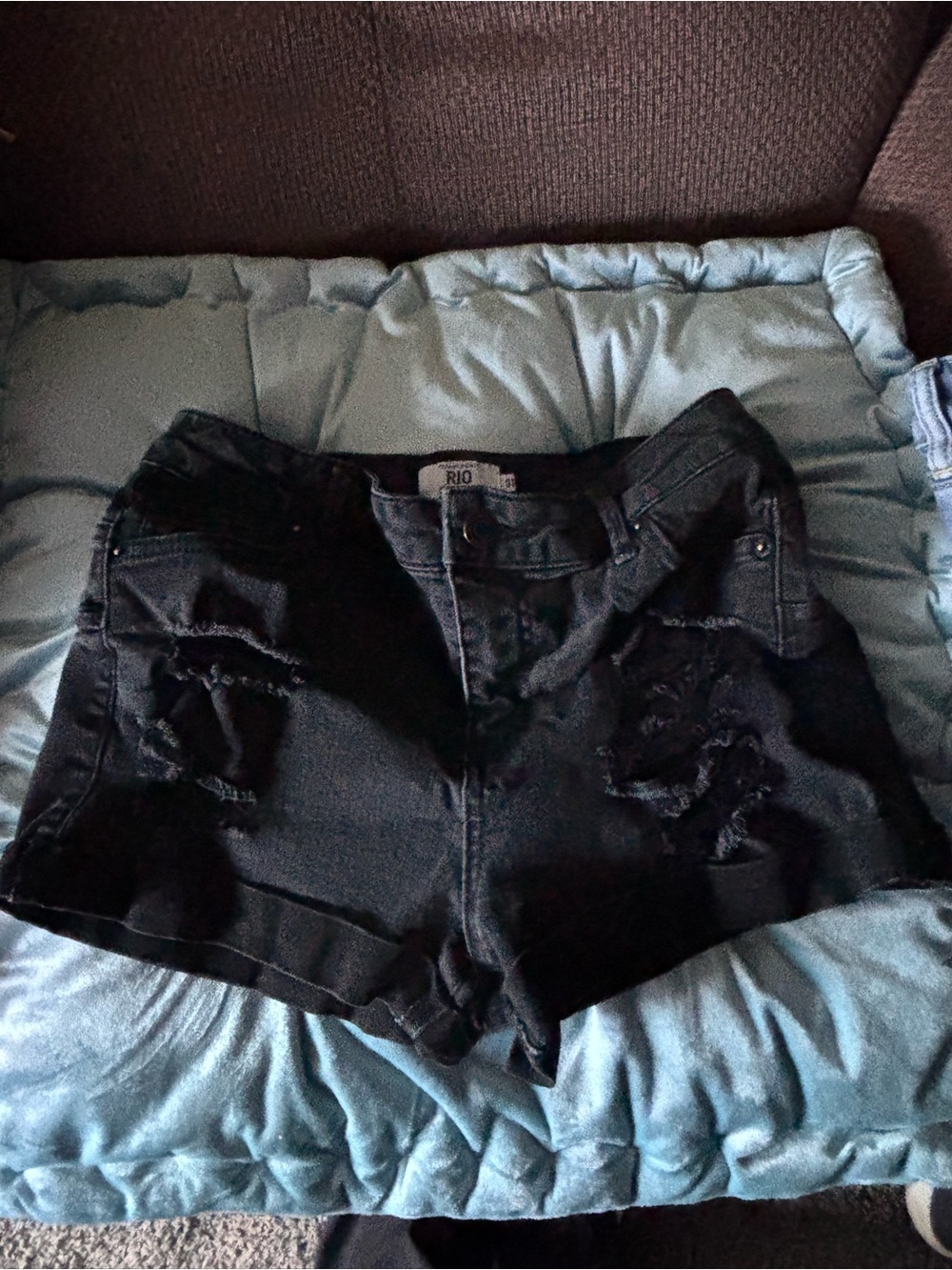 RIO High-Waist Ripped Black Denim Women's Shorts